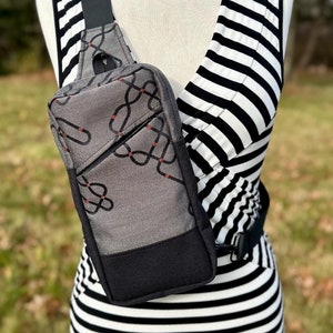 Bolso bandolera BDH / Estampado Circuit Radar / Bolso bandolera para el lado izquierdo o derecho / Monedero / Llavero / Teléfono unisex / Bandolera para llevar debajo de la chaqueta / Negro y gris