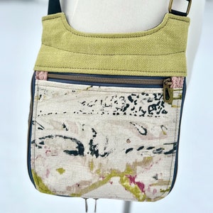 Bolso bandolera brillante / Bolso de mano de tela de tapicería / Bolso de viaje forrado / Cartera pequeña / Bolso de espiga verde