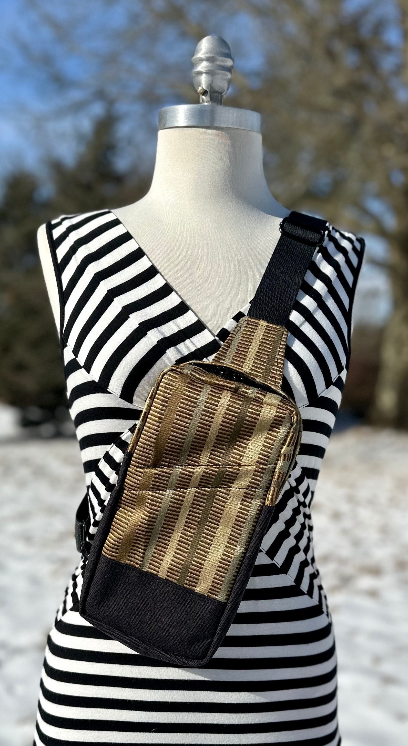 Striped Sling Backpack Handmade - Etsy display picture 2