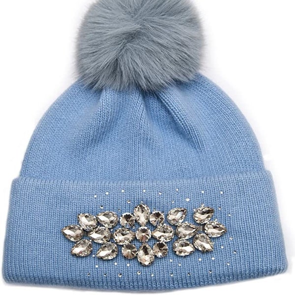 Rhinestone Bling Beanie Hat Ladies, Girls, Perfect Gift, Warm and Luxurious