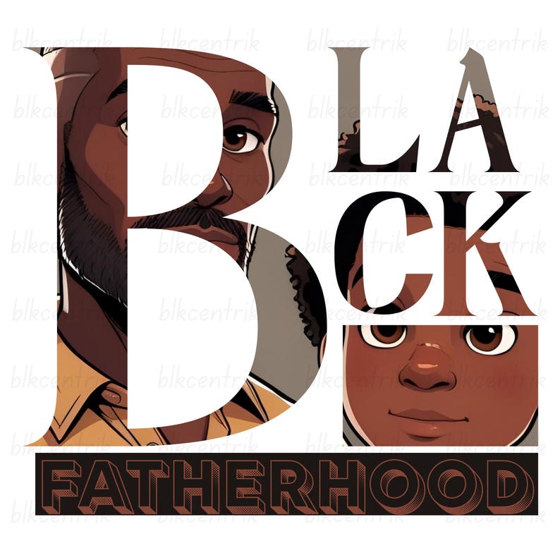 Black Father's Day PNG: Melanin Dad and Son Clip Art (digital Download ...