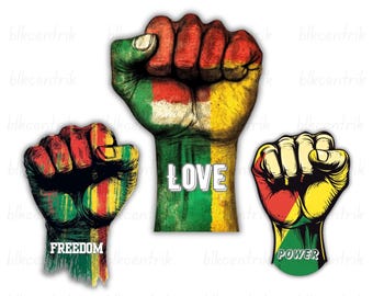 Juneteenth Fist Trio PNG: Freedom, Love, Power - Black History (Digital Download)