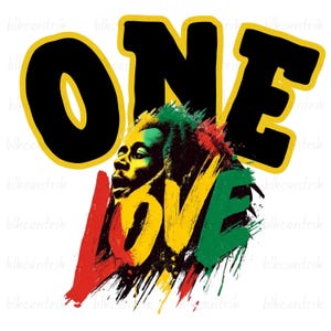 Bob Marley One Love PNG: Diseño de camiseta del Festival del Caribe, descarga digital