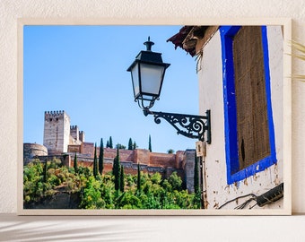 Barcelona Street Lamp Print, Spain City Art, Travel Photography (Digital Download)