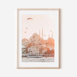 Istanbul Wall Art, Sunset Wall Decor, Travel Photography, Printable Wall Art, Turkey Wall Art, Modern Minimalist Poster, Cityscape Wall Art