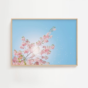 Cherry Blossom Print, Spring Flowers Wall Art, Digital Download, Floral Wall Art, Modern Minimalist Poster, Pink Wall Art, Japanese Decor