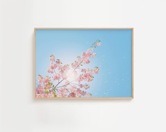 Cherry Blossom Spring Art Print, Pink Floral Japanese Decor (Digital Download)