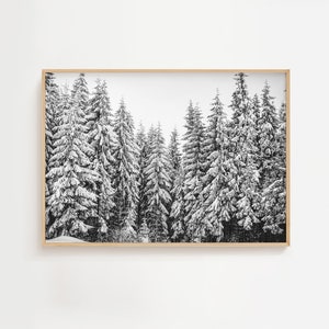 Winter Forest Photography, Digital Art Print, Scandinavian Wall Decor, Snowy Trees, Holidays Art Print, Pine trees Print, Printable Wall Art
