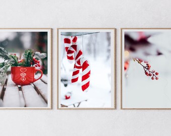 Winter Holiday Wall Art Set, Weihnachten Prints (Digitaler Download)