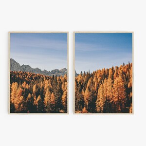 Fall Print Set of 2, Autumn Forest Printable Wall Art, Nature Wall Art, Autumn Wall Art, Fall Decor, Mountains Landscape, Digital Download