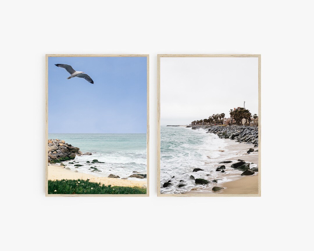 Seagulls Beach Print Set, Coastal Ocean Waves (digital Download) - Etsy