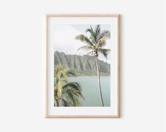Impressão de palmeira de Maui, arte de parede costeira do Havaí (download digital)