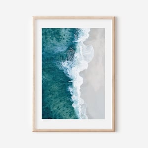 Luftbild Ozean, Küsten Dekor, Strand druckbare Wandkunst, Ozean Wellen Druck, blaues Meer Wasser Druck, Surf Druck, digitaler Download Kunst