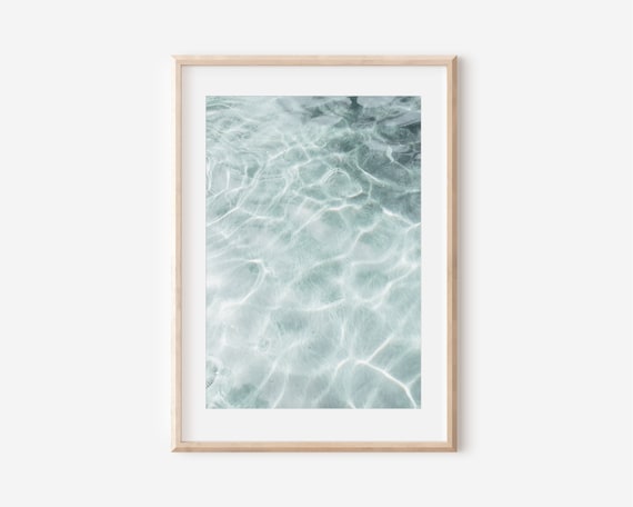 Aqua Ocean Waves Print, Neutral Beach Decor (Digital Download)