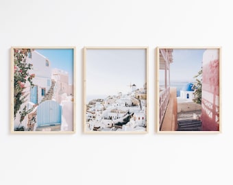 Santorini Greece Print Set, Mediterranean Wall Art (Digital Download)
