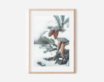 Winter Pine Cone Print, Botanical Wall Art (Digital Download)