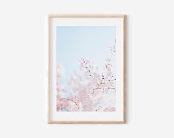 Cherry Blossom Spring Floral Art Print, Pastel Pink (Digital Download)