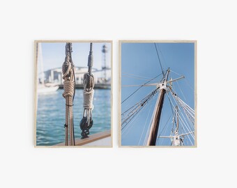 Sailboat Photography Print Set, Beach House Nautical Decor (Digital Download)