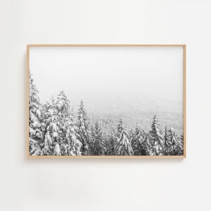 Winter Forest Photography, Digital Art Print, Scandinavian Wall Decor, Snowy Trees, Holidays Art Print, Pine trees Print, Printable Wall Art
