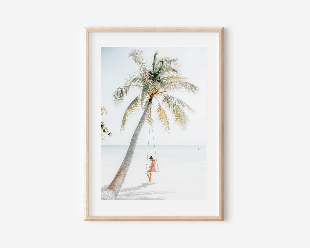 Maldives Beach Swing Print, Tropical Palm Tree Art (digital Download ...