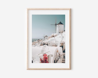 Mykonos Windmills Print, Santorini Architecture Wall Art (Digital Download)