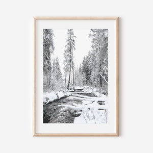 Winter River Wall Art, Printable Digital Download, Christmas Downloadable Prints, Winter Wonderland Printable, Snowy Nature,Scandinavian Art