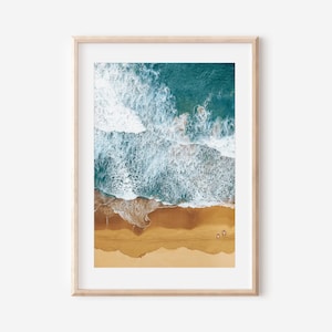 Impresión aérea del océano, arte de descarga digital, decoración costera, arte de pared imprimible de playa, impresión de olas del océano, impresión de agua de mar, impresión de surf costero