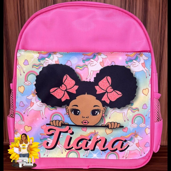 Afro Puff Black Girl Pink Or Cute Black Boy Backpack