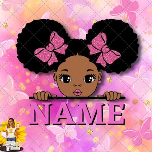 Afro Puff Black Girl Sublimation Pink and Purple Backpack Design