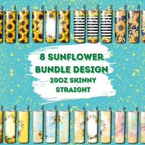 Sunflower Bundle PNG 20oz Skinny Straight Sublimation Tumbler