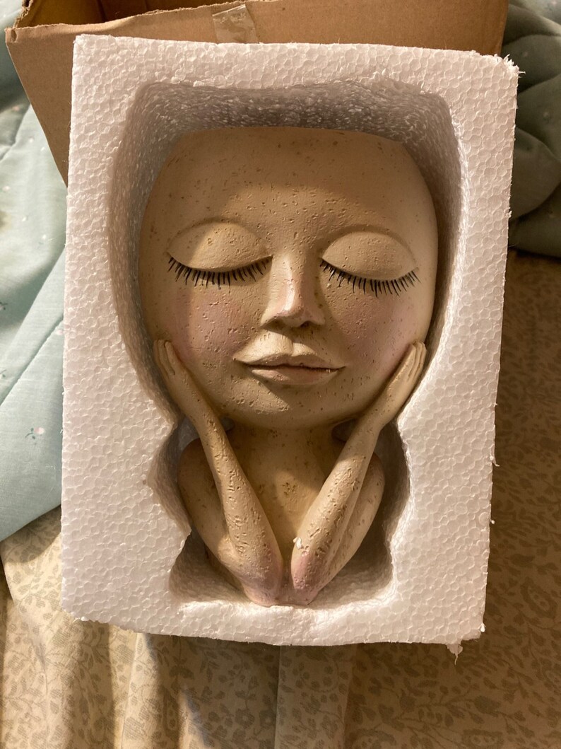 Girl Face Head Planter Lady Statue Succulent Resin Flower Etsy