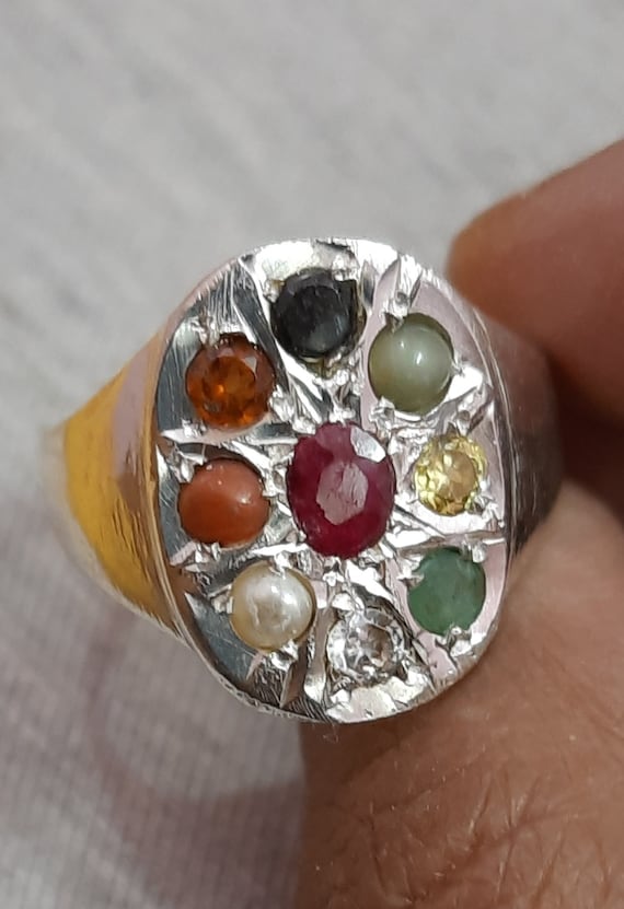 Silver Paro Navratna Ring