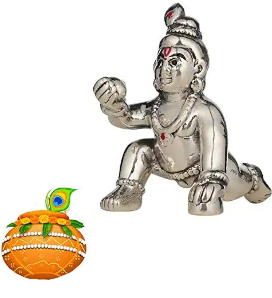 Silver Laddu Gopal - Etsy Silver Laddu Gopal - Etsy