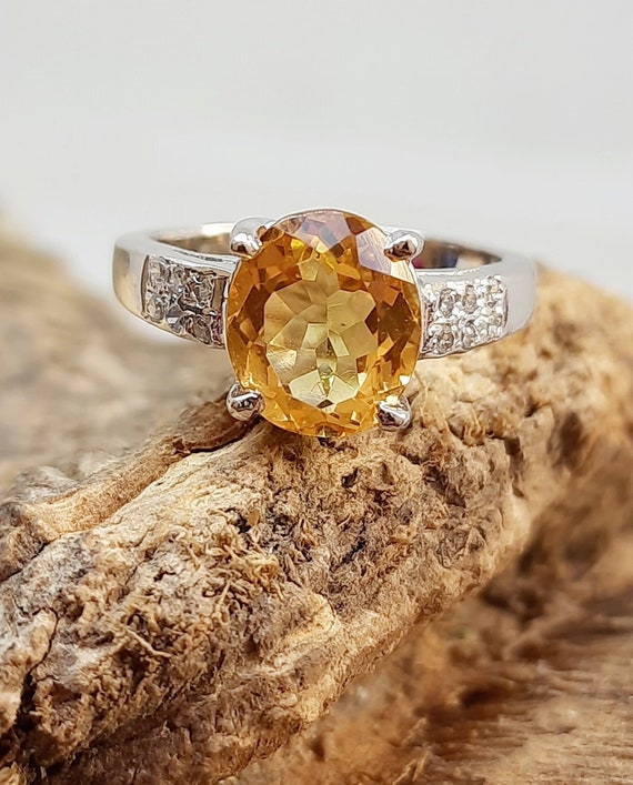 Ladies' 0.75ct Natural Golden Topaz & Diamond Ring | Burton's – Burton's  Gems and Opals