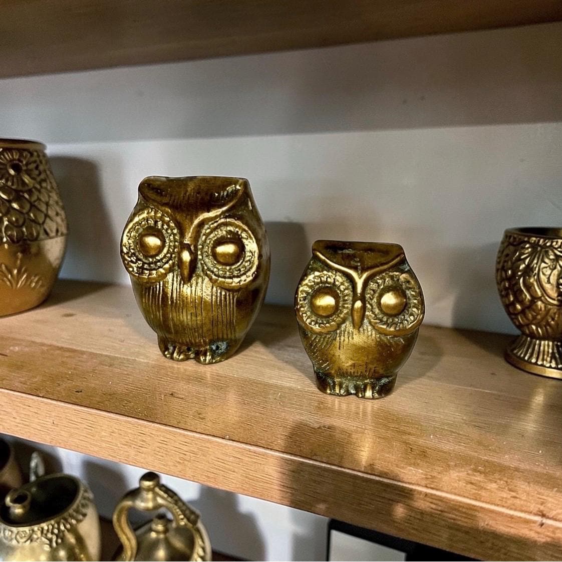 2 Vintage Brass Owl Figurines,Paper weights,