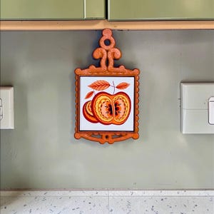 Retro Mod Cast Iron & Tile Trivet, Orange
