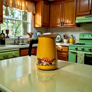 Vintage Merry Mushroom 1970s Sears & Roebuck Enamel Coffee Percolator