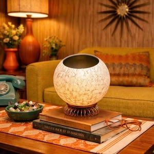 MCM Eyeball Lamp set of 3 White & Gold Orb Spatter Design