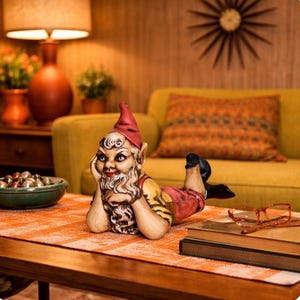 Vintage Pixie Elf, Ceramic Garden Gnome