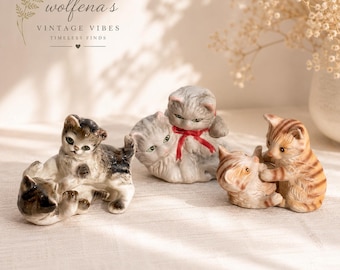 Set of Three Vintage Ceramic Cats - Etsy