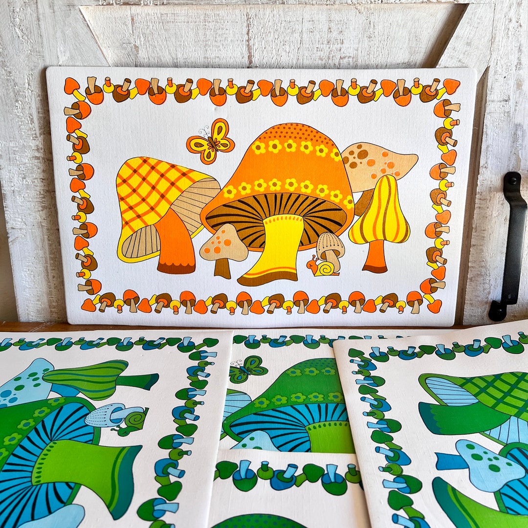 Mushroom Placemats Vintage 1970s Kitchen Etsy
