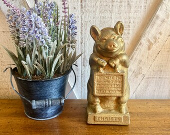 Cast Iron Bank Original Hubley bank Thrifty Piggy bank Coin Holder Pig Decor Cash box Father’s Day Gift