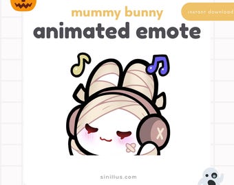 Animated Mummy Bunny Jam  Emote : Spooky Chibi Gif Twitch Discord Youtube (Digital Download)