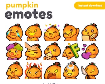 Halloween Kürbis Chibi Emote Paket: Twitch/Discord/Youtube (Digital Download)