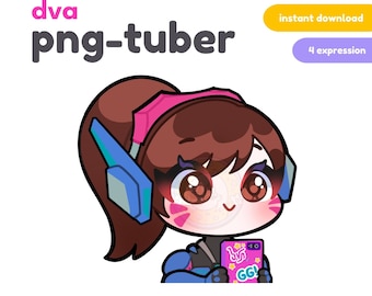 Dva Overwatch 2 Pngtubber / Twitch Streamer / Discord Reaktive Bilder / Youtube / Obs / Süße vorgefertigte PNG-Tuber /