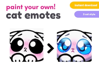Cat Emotes Base: Paint Your Own DIY PSD Coloring (Digital Download)