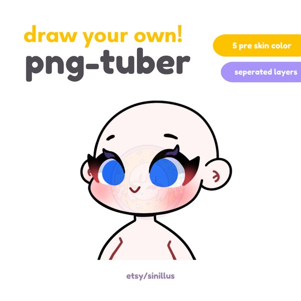 Pngtuber Base / Draw Your Own Pngtuber  /Discord Reactive Images / DIY /  Obs / Cute Premade PNG-tuber /