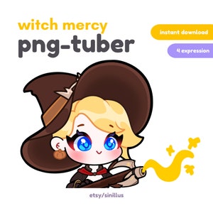 Witch Mercy Overwatch 2 Pngtuber / Twitch Streamer /Discord Reactive Images / Youtube /  Obs / Cute Premade PNG-tuber /  Halloween