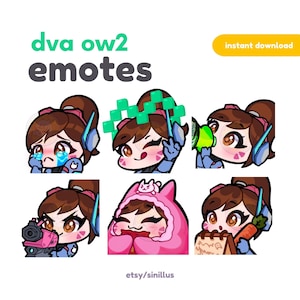 Dva Overwatch 2 Emote Set / Twitch emotes pack / Emoji /Discord / Youtube /Emote / Cute chibi emotes / Streamers