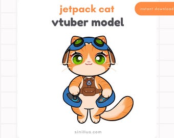 Jetpack Cat Vtuber  / Fika Overwatch / Youtube /  Obs /  Premade V-tuber / Digital Download
